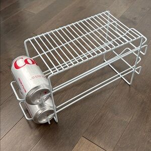 SOLUTIONS White 2-Tier Can Organizer, Fridge Storage Beverage Stacked Drink